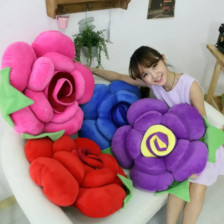 30cm 3D Rose Pillow Flowers Cushion With Filling Stuffed Toy Funny Plush Bolster Christmas Present Cute Gifts for Girl Home Deco