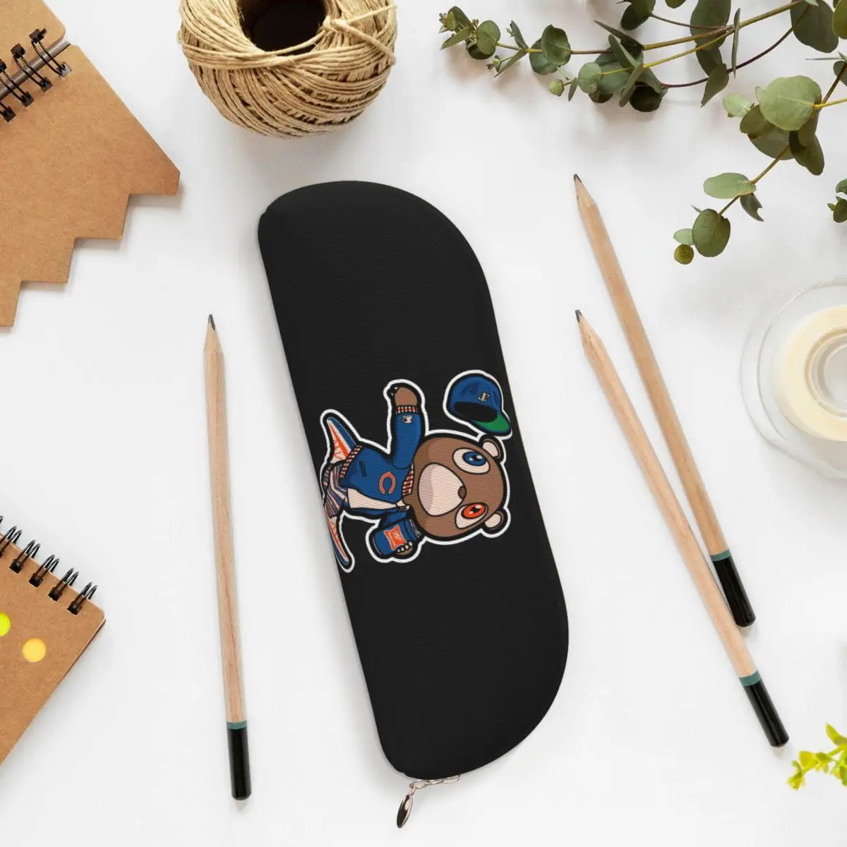 

Kanye West Dropout Bear Chicago Vintage Graduation Pencil Cases Pen Holder Large Capacity Pen Box Pencil Bag for Kids School