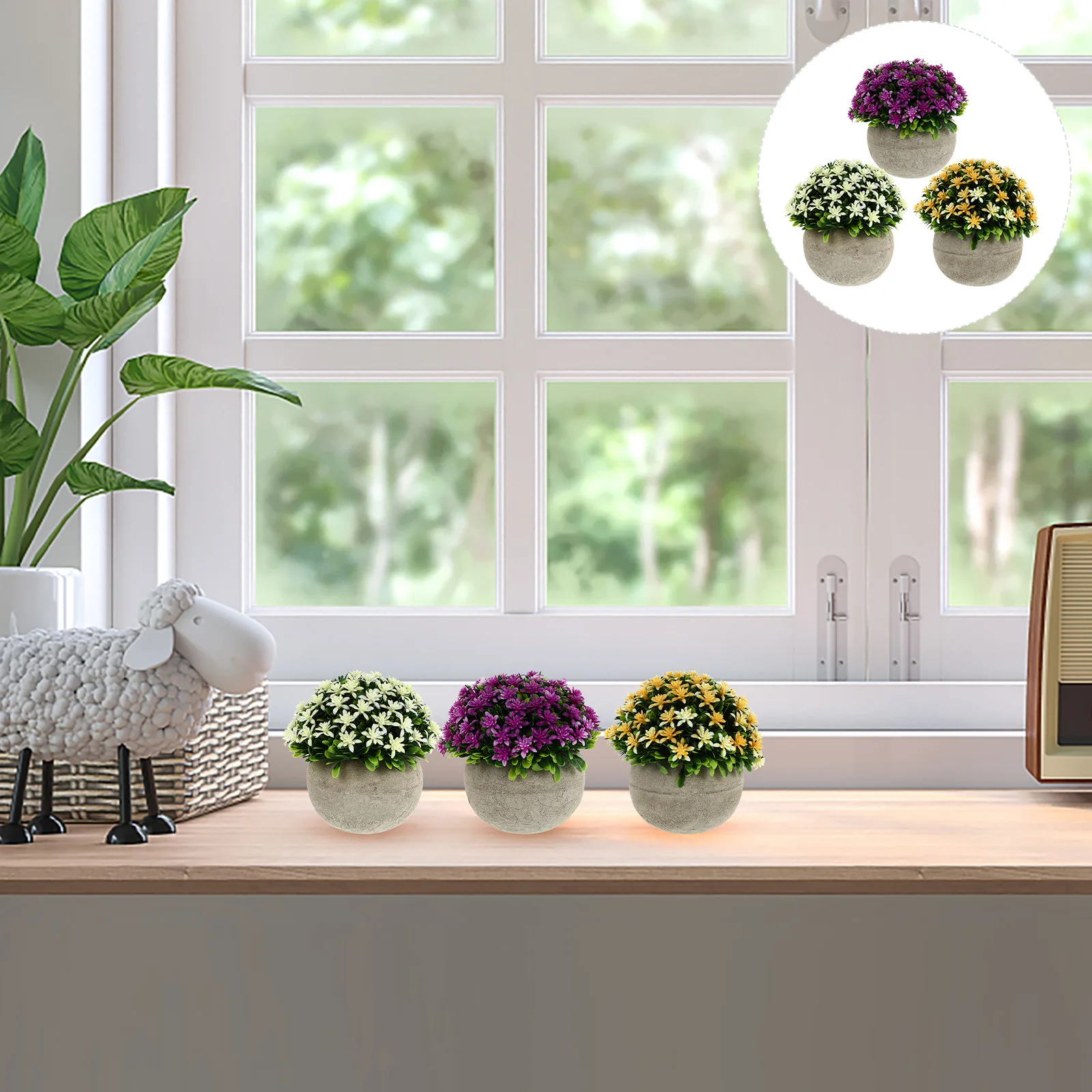 3 قطعة وعاء لب الورق نبات بونساي الاصطناعي بوعاء زخرفة محاكاة اناء للزهور سطح المكتب ديكور غرفة مكتب المنزل