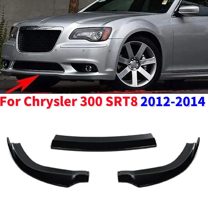 Glossy Black/CarbonFiber Front Bumper Lip Diffuser Spoiler Kit Guard Lower Splitter For Chrysler 300 SRT8 2012-2014 3Pcs/set