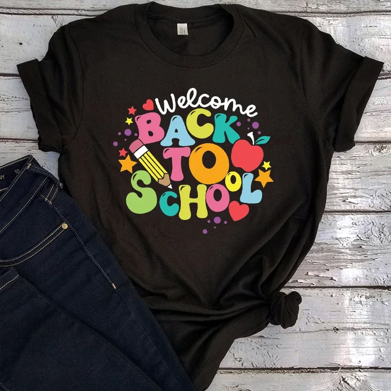 

Welcome Back To School Shirt Teacher Tee First Day of School Tshirt Back To School Apparel Hello Tops Aesthetic m
