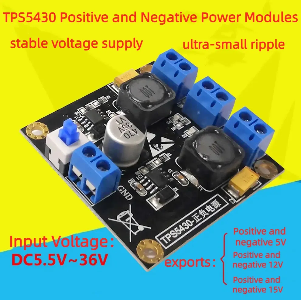 Tps5430 módulo para fonte de alimentação positiva e negativa 5v12v15v comutação fonte de alimentação única fonte de alimentação para dupla fonte de alimentação