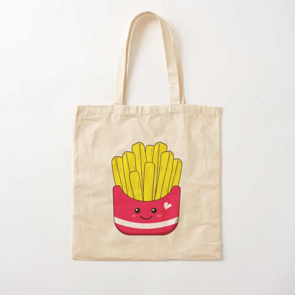 بطاطس مقلية لطيفة - حقيبة حمل بطاطس كاواي، حقيبة للمتسوقين، حقائب قماش، أكياس بقالة قابلة لإعادة الاستخدام، حقيبة مخصصة