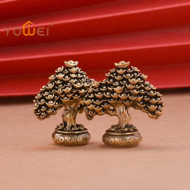 Latest Brass Fortune Tree Ornaments Potted Tree Ingot Tree Retro Brass Ornaments Living Room Office Desktop Sculpture