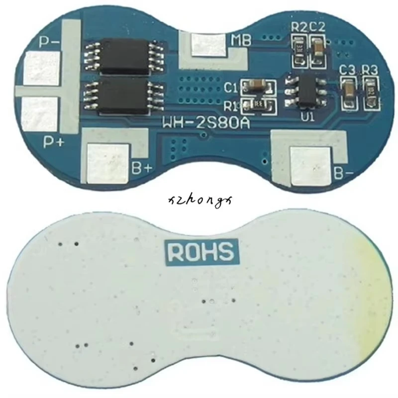 

Two 8.4V polymer 18650 lithium battery protection boards with a working current of 4A