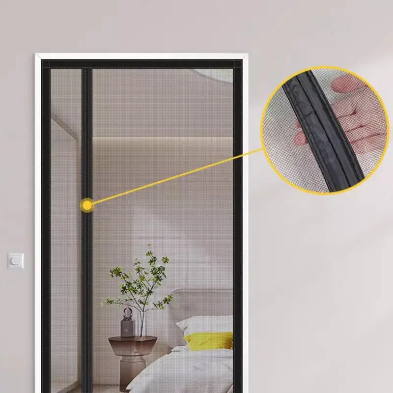 Screen Door Mesh Fly Screen Heavy Duty Door Mesh Self Magnetic Closure Magnet Door Screen Hands-Free Mesh Removable Fly Door