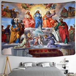 European Retro Angel Oil Painting Tapestry Wall Hanging Jesus Religious Witchcraft Psychedelic Home Decor