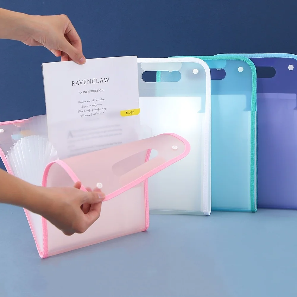 Carpeta expandible vertical A4, 13 compartimentos, caja de almacenamiento de archivos plegable portátil con asa, adecuada para uso escolar y de oficina
