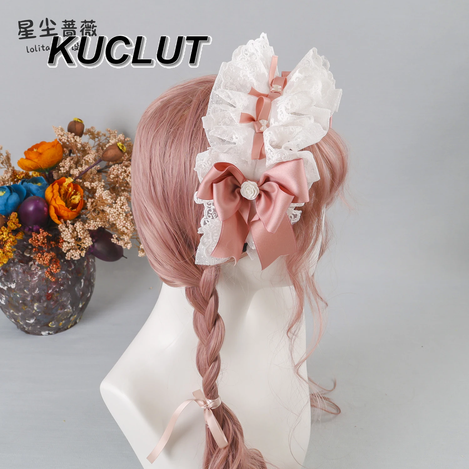 

2025 New New Headwear Lolita Style Original Design Hair Accessories Elegant Wrist Flower Rose Bud Top Hat Lace Bow Headband