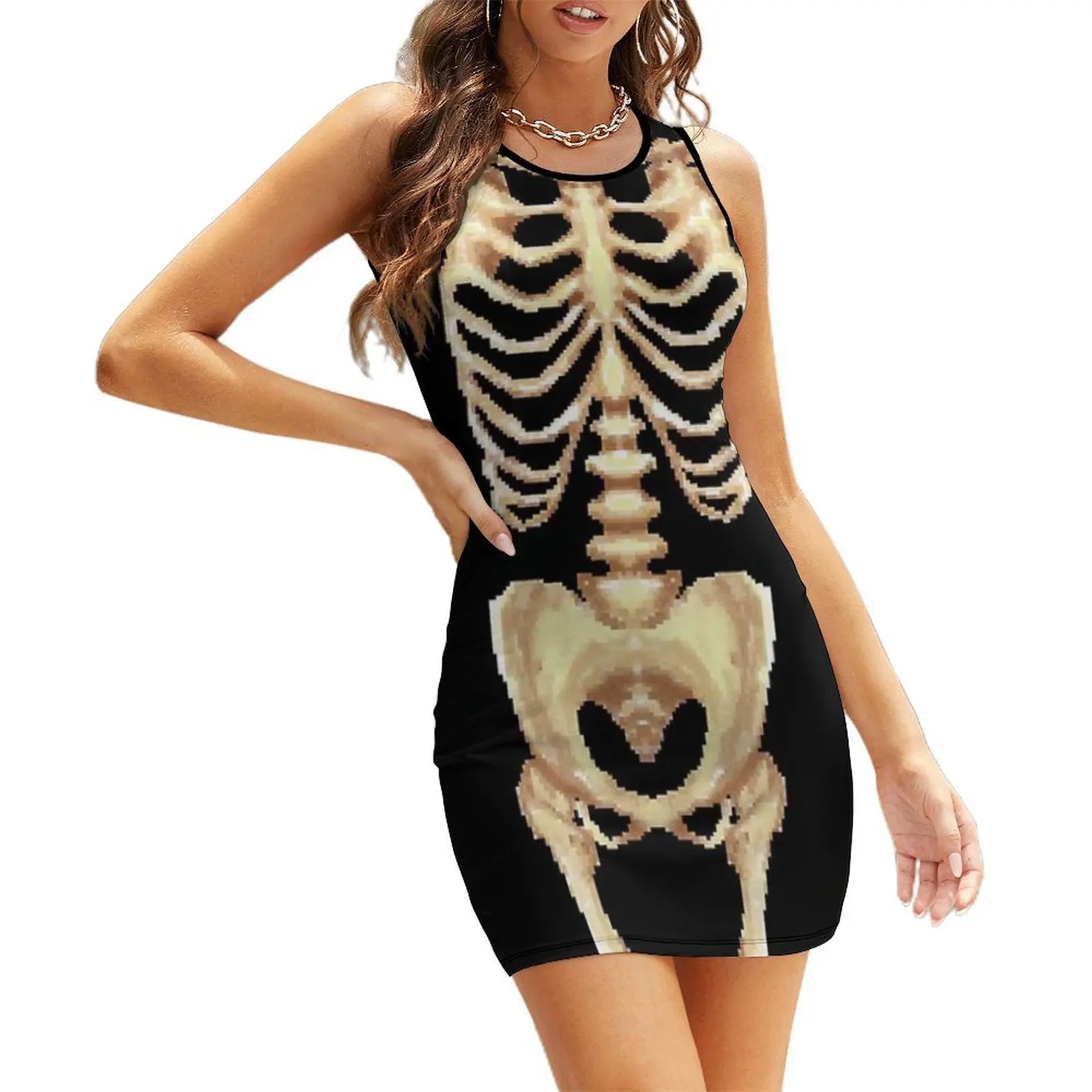 

skeleton Sleeveless Sundress summer dresses ladies 2025 summer dress woman 2025 Casual dresses dresses women summer 2025