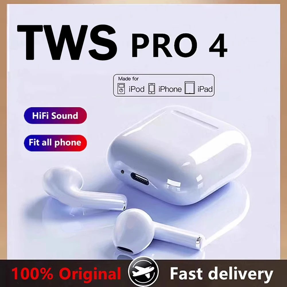 Pro4 TWS Bluetooth Earphones 9D Stereo Wireless Headphones InEar HiFi Earbuds HandsFree Headset With Microphone For Xiaomi