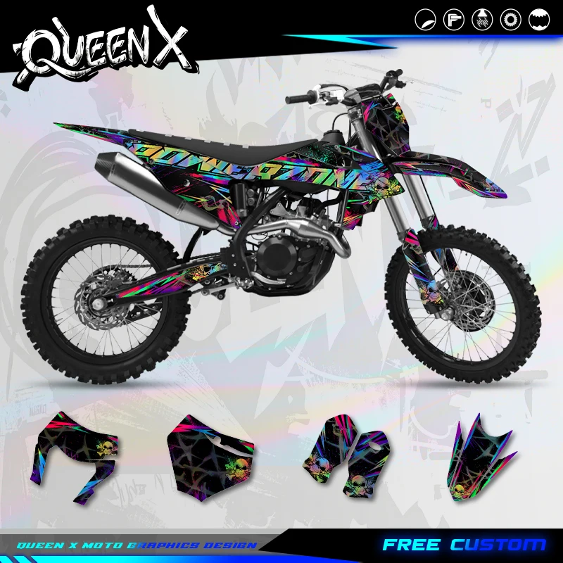 QUEEN X MOTO  For KTM SX SXF 2019-2022 EXC XCW 2020 2021 2022 2023 Graphics Background Decal Stickers Matte Holographic Chrome