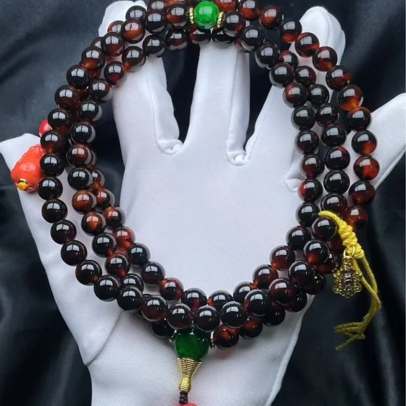 Round bead bracelet horn top beads and connectors, paired with imitation Momo Pixiu