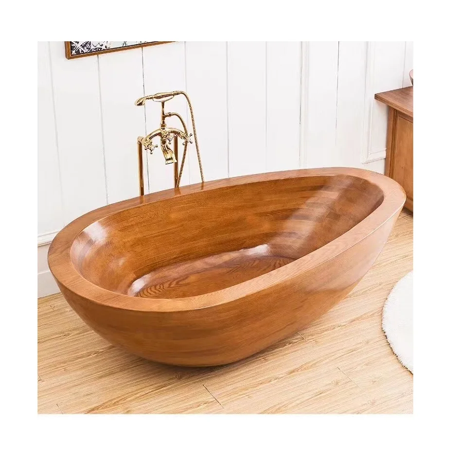 Modern Design Portable Freestanding Soaking Wooden Barrel Bath Tub for Indoor Use Hotels Villas Apartments Supplied Best Source