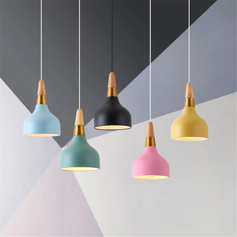 Macaron Multi Color LED Iron Lustre Hanging Light Suspended Lighting Sweet Home Interior Chandeliers Lamp for Ceiling Decoration