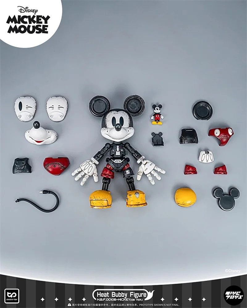 Genuine Disney Mickey Mouse Mechanically Action Figures Heatboys Disney Alloy Mecha Movable Figurines Collection Model Doll Toys