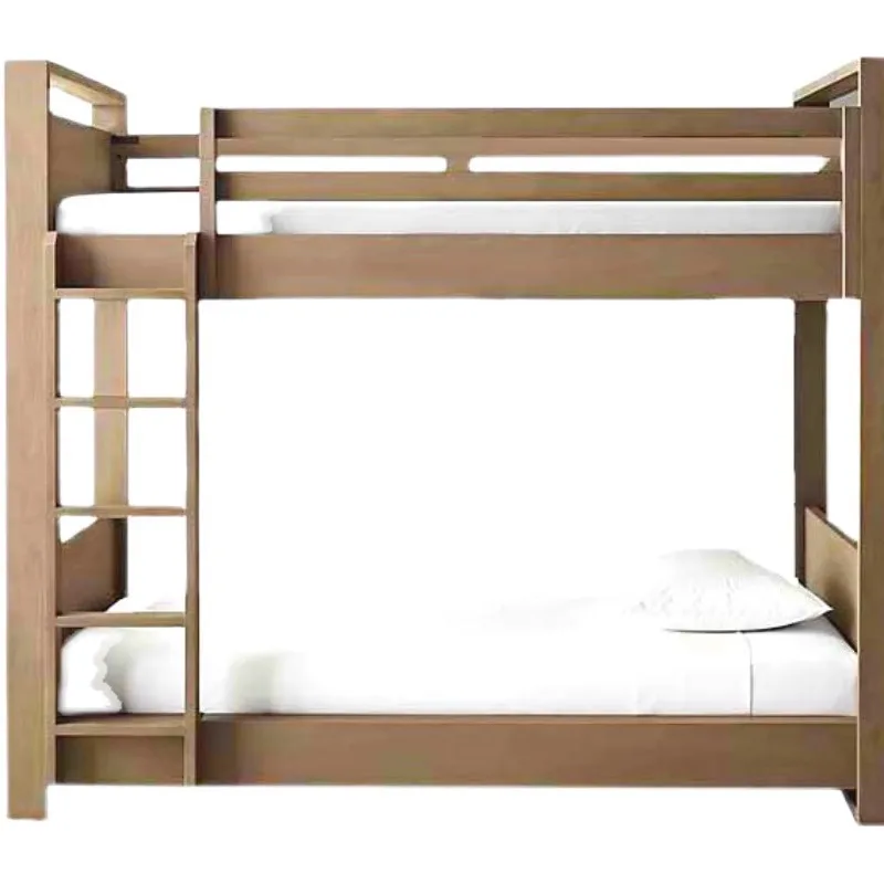 High and low bed Nordic oak bunk children's bed Modern simple double-layer mother and child bed American small apartment