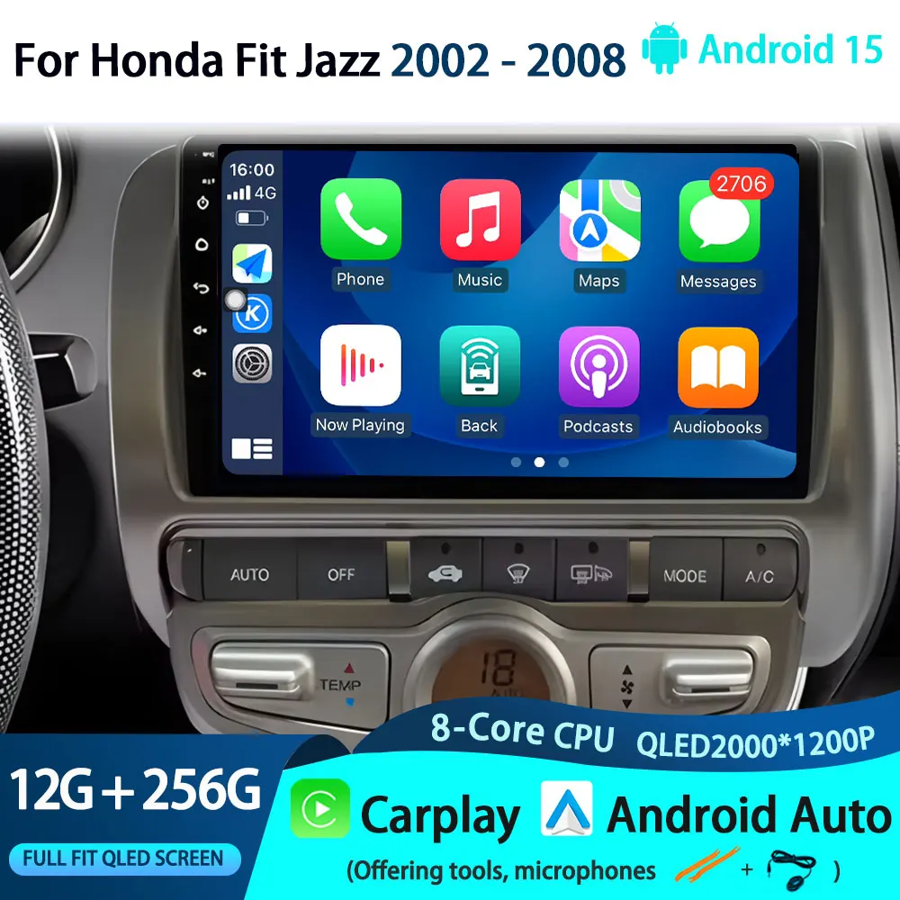 for Honda Fit Jazz 2002 - 2008 LDH RDH Car Radio Audio Mulltmedia Player Android Intelligent System GPS Navi DPS 4G Carplay WiFi