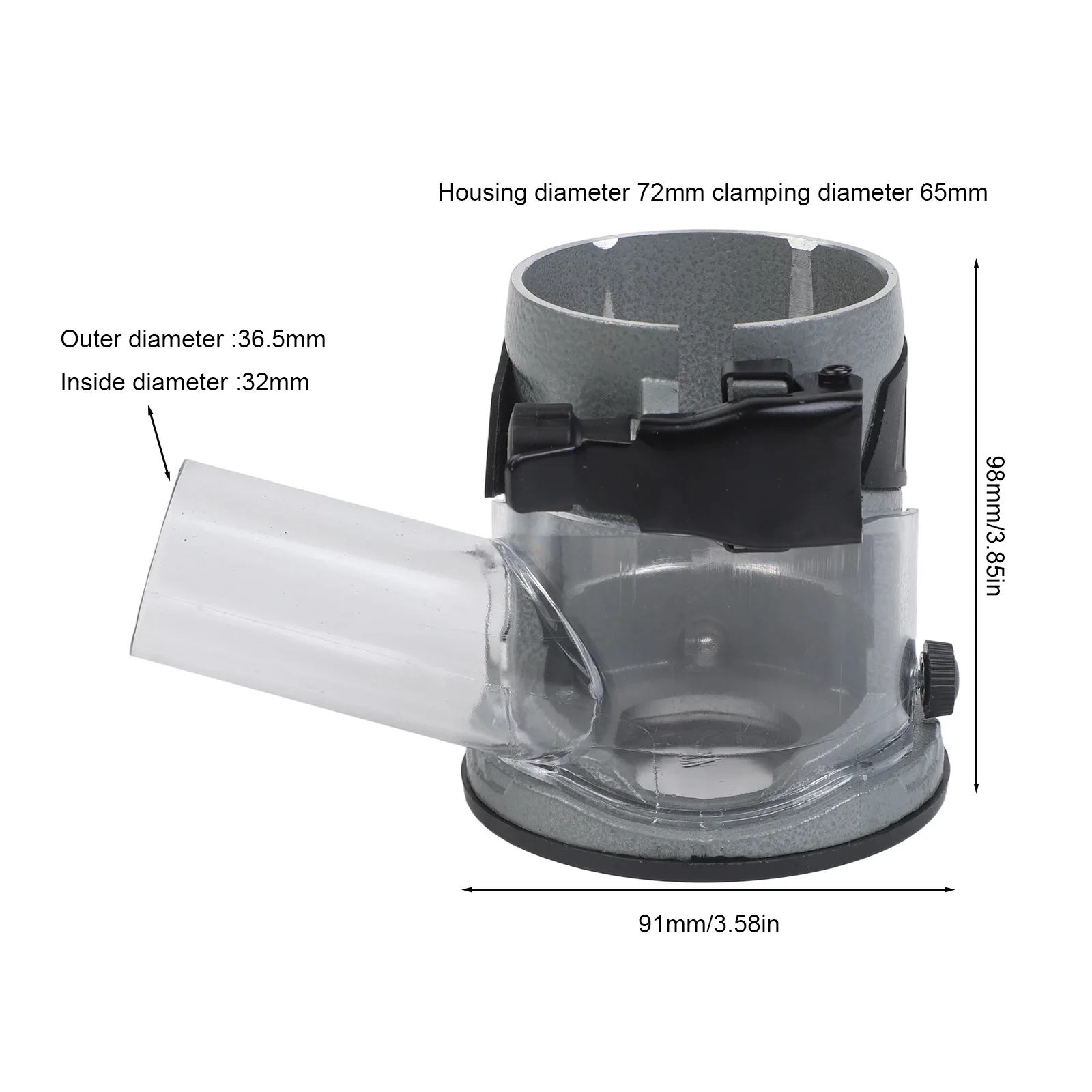 Aluminum Alloy Plunge Router Base Dust Cover With Vacuum Port 72mm Shell For Woodworking Trimming Milling Carving Power Tool Acc