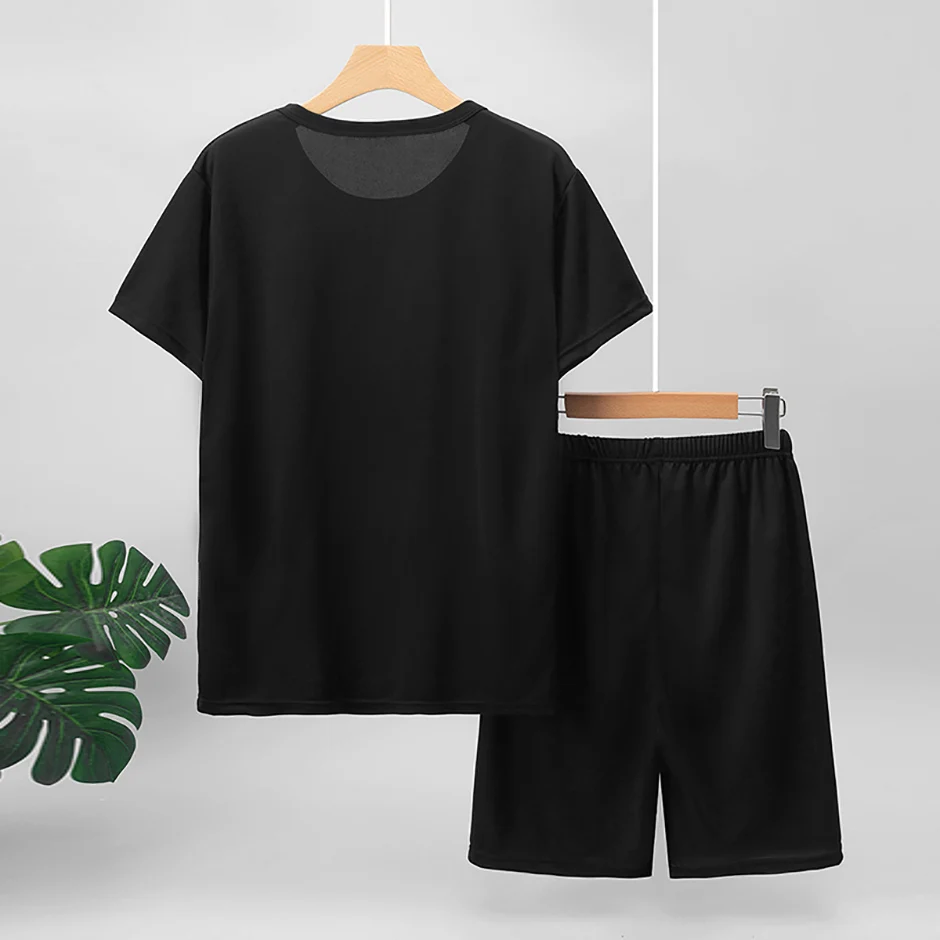 2-teiliges Sommer-Jugendset für 13-16-Jährige, mehrfarbig, schnelltrocknend, Sport-Kurzarm-Shorts-Set, bedrucktes T-Shirt für junge Männer und Frauen – Detail 11