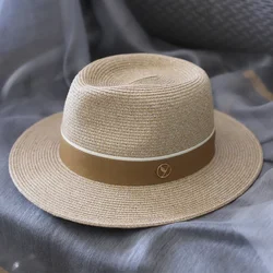 Sombrero de paja de forma suave de Panamá Natural para mujer/hombre, gorra de sol de playa de ala ancha, protección UV, regalo de cumpleaños Fedora, novedad de diseñador