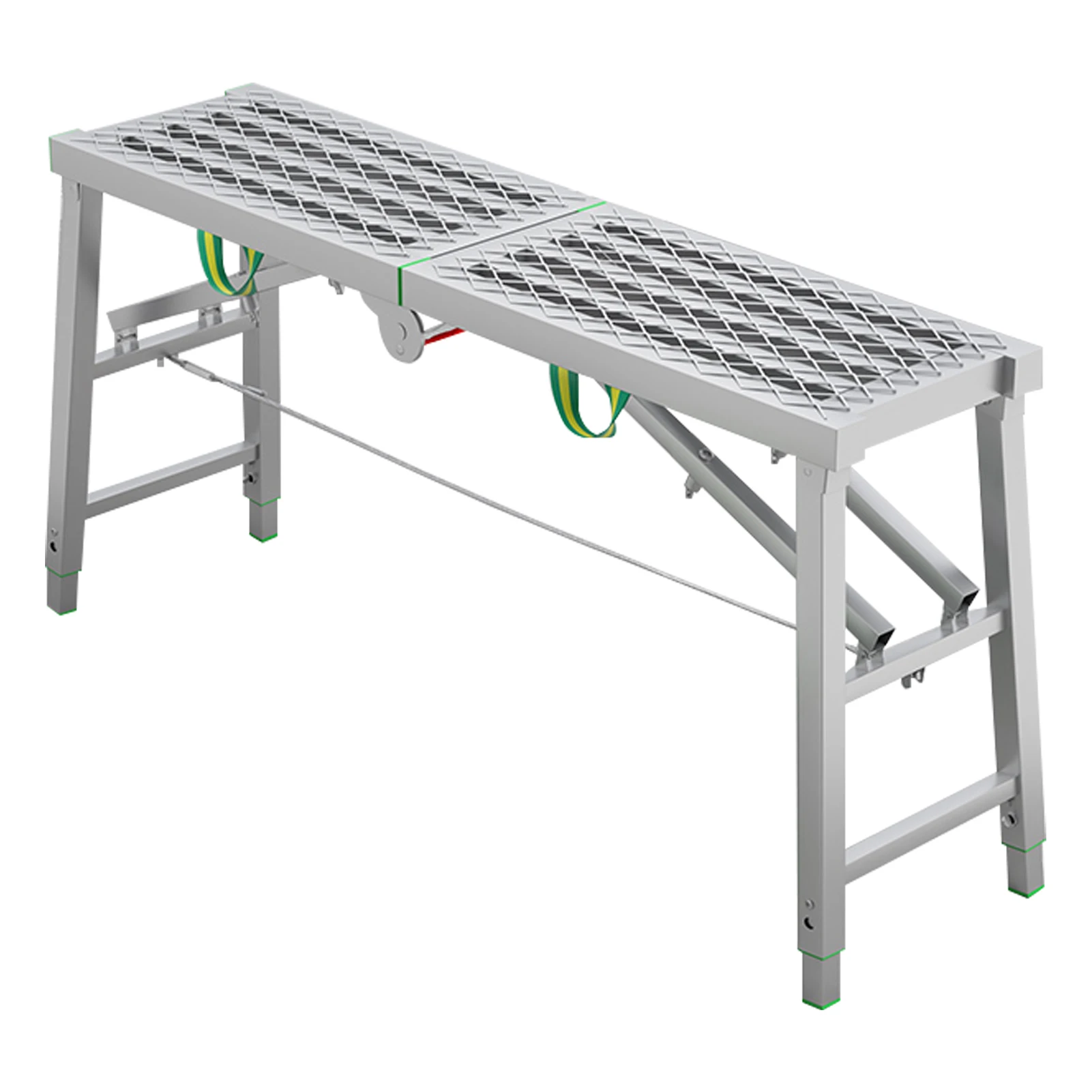 Échelle d'échafaudage pliante antidérapante, ascenseur d'échafaudage multifonctionnel, capacité de 881lb, hauteur réglable, établi, travail d'entretien