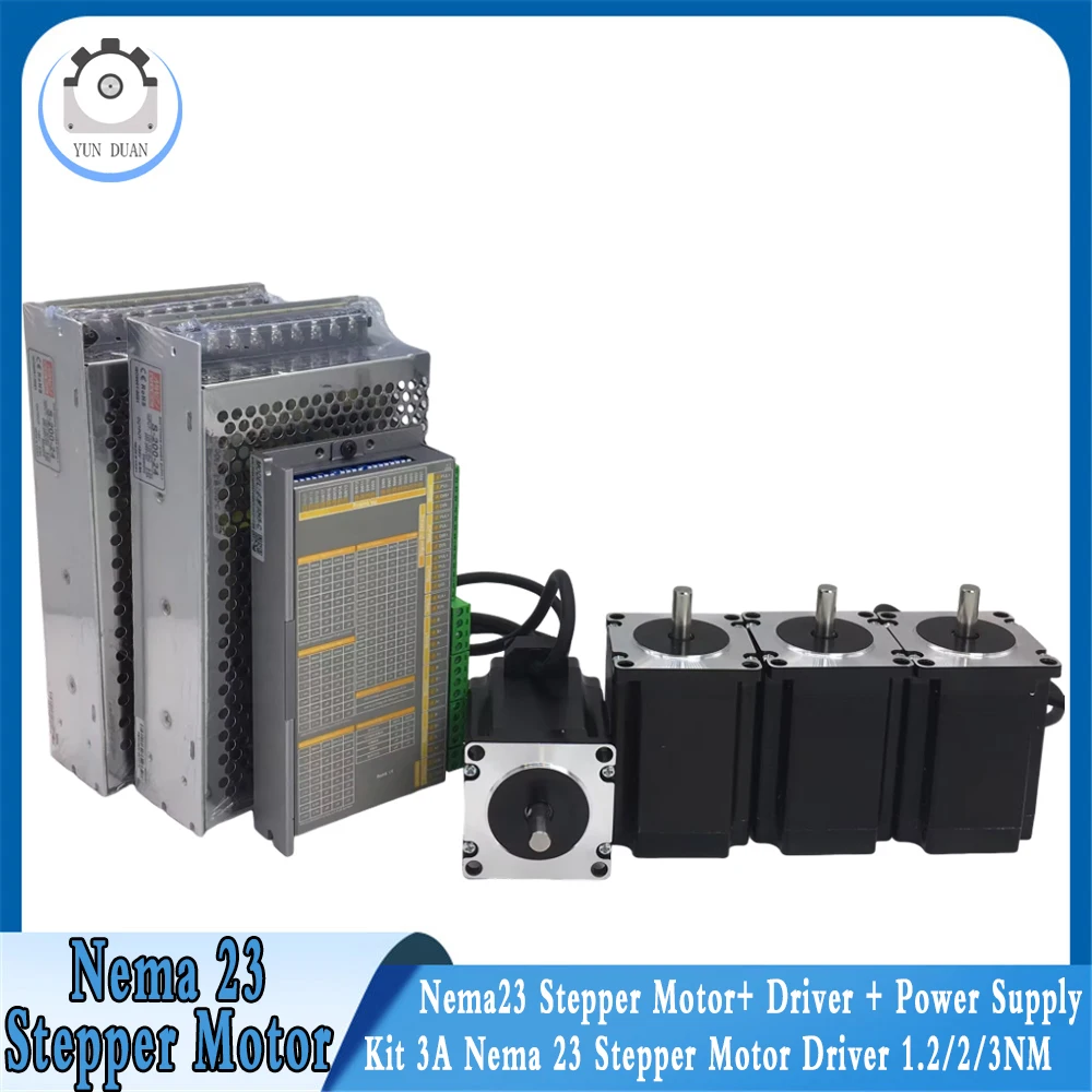  Nema23 Motor 4 Axis 57 Open Loop Stepper Motor 1.2/2/3Nm Stepper Motor 8mm Shaft 3A Kit One Driver Controlling Four Motors ﻿