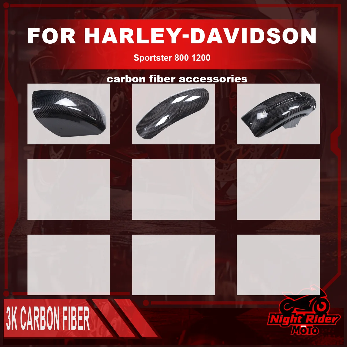 For Harley-Davidson Sportser 883 1200 Motorcycle 100% Carbon Fiber Rear Mudguard Rear Fender Motorcycle Accessories