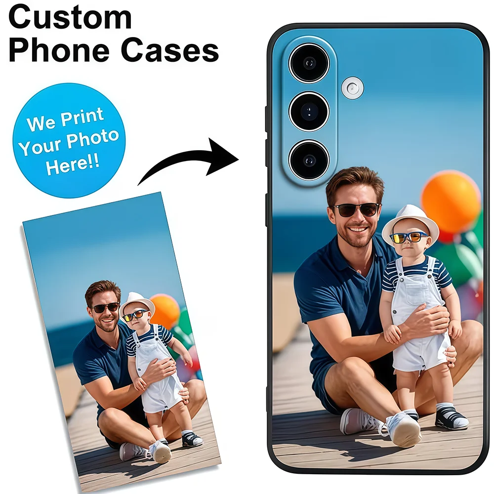 Capa de Telefone Personalizada com Foto para Samsung Galaxy S26 S25 S24 S23 S22 S21 S20 Plus FE Ultra A52 A53 A54 A55 A56, Capa Traseira Macia