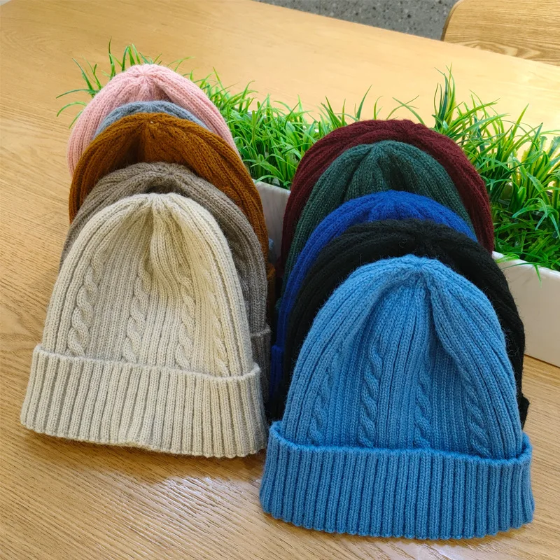 

Warm Knitted Hat Autumn/Winter Solid Color Women's Classic Casual High Top Cold Cap Hoodie