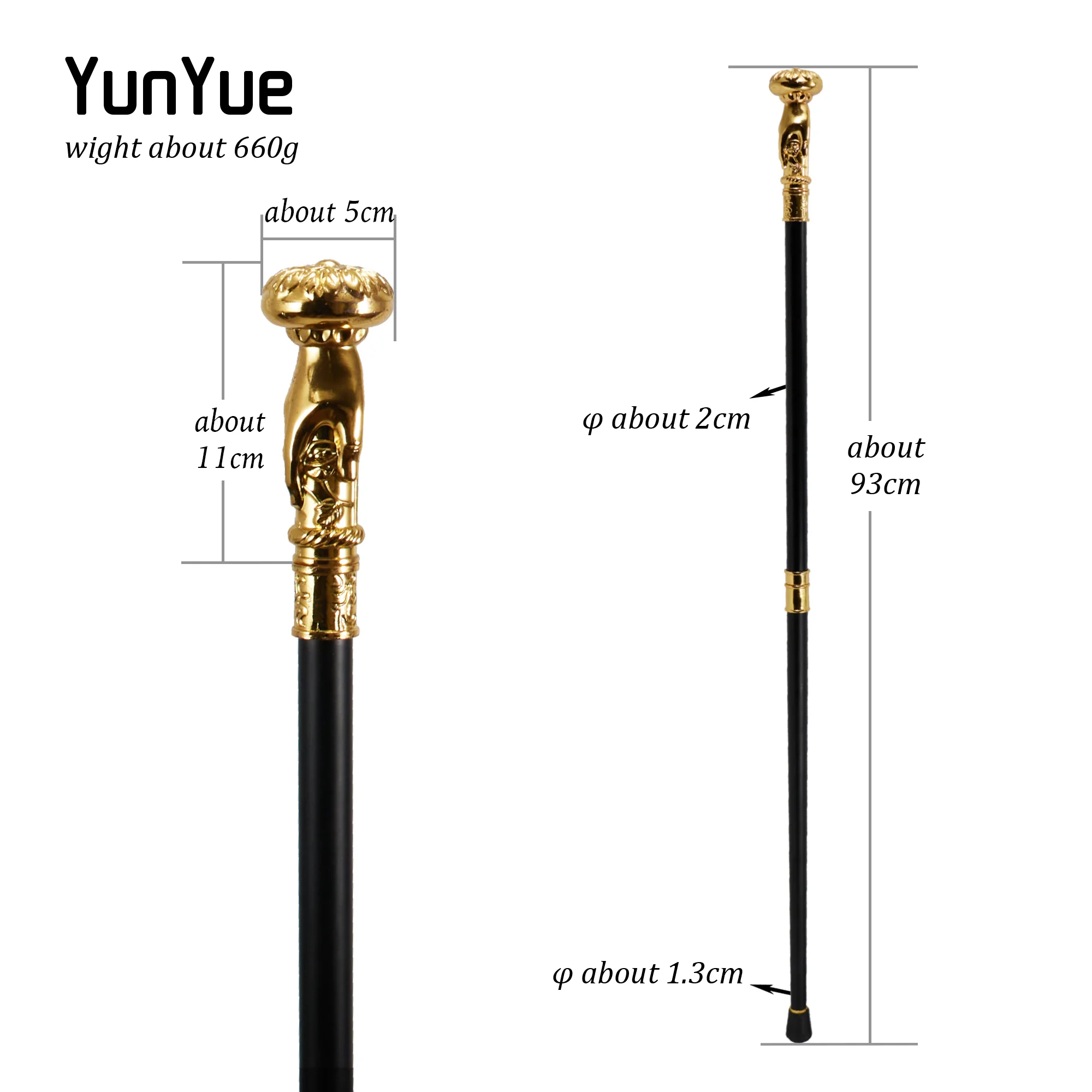 ゴールドハンドブーケ金属彫刻ウォーキングステッキ紳士アート装飾ファッションエレガントなウォーキングスティック女性コスプレフィルムパーティー杖