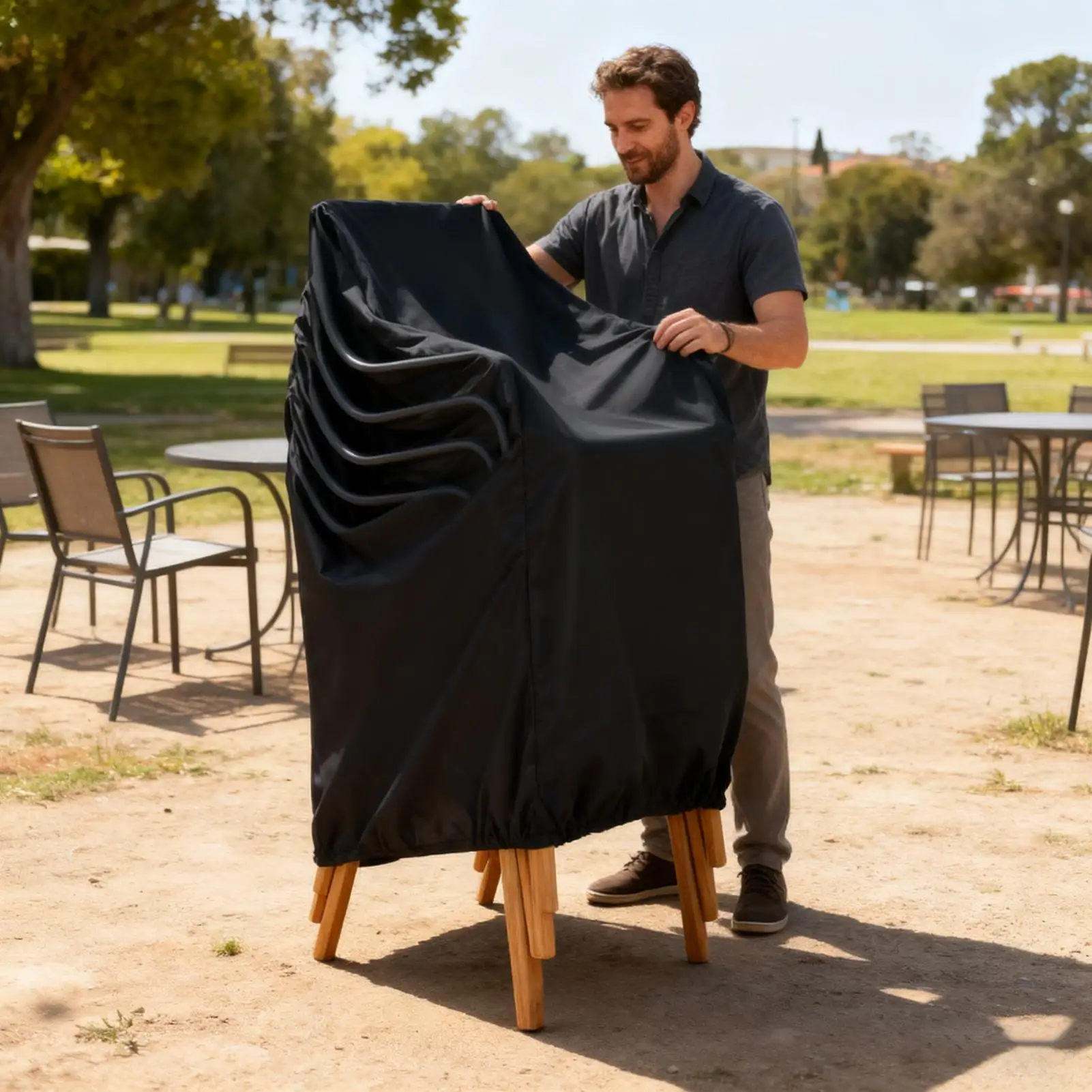 Lawn Chair Covers Heavy Duty Waterproof Adjustable Outside Furniture Protection Deck Porch Chair Cover For Balcony Lawn #1