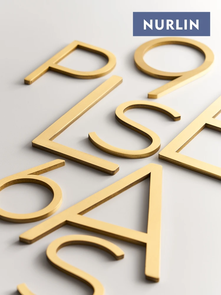 Nurlin Solid Brass 4-12 Inches 10-30cm Big Number Letter Door House Public Sign Customizable Floating Signature Outdoor Digits