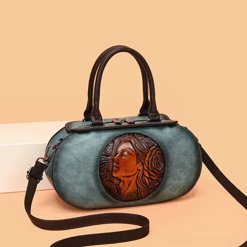 

New Fashion Printing Women Handbags Vintage European Designer Pu Leather Shoulder Female Girl Brand Luxury Crossbody Bag
