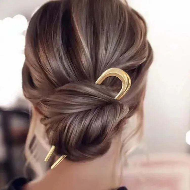 Elegante U-förmige Haarstäbe aus Legierung für lange, dickes Haar, Hochsteckfrisur, französische Haarnadel, Haar-Accessoires für Frauen und Mädchen – Detail 1