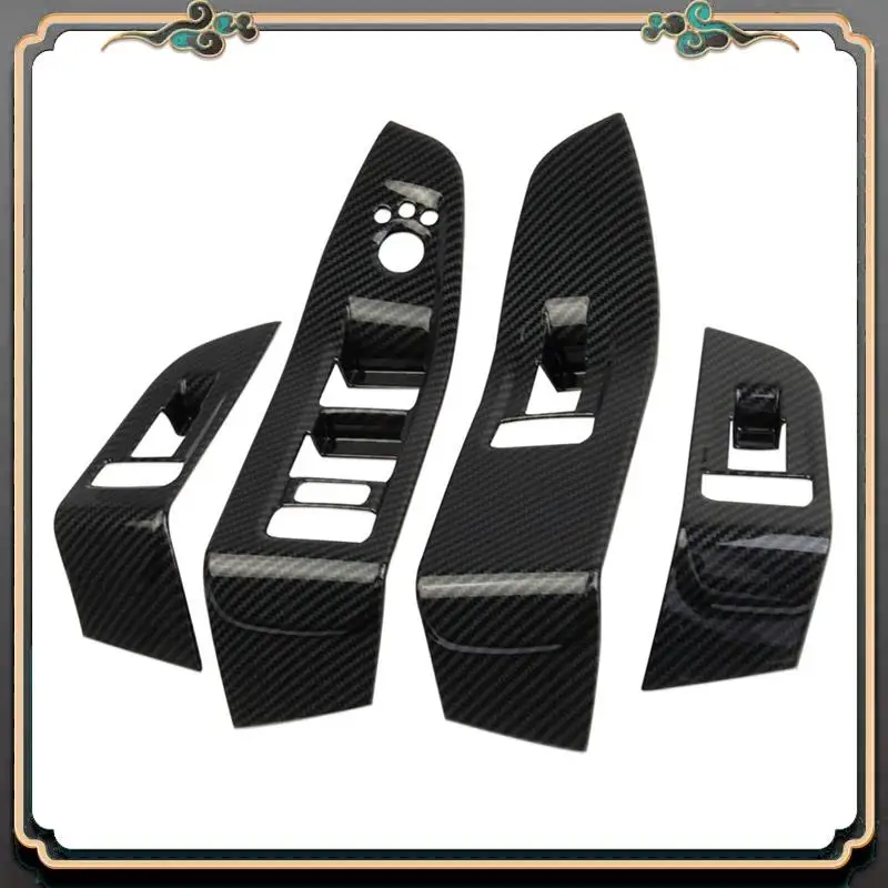 

M45K-For Jeep Grand Cherokee 2021 2022 LHD Car Window Lift Switch Panel Cover Trim Interior Accessories ABS Carbon Fiber