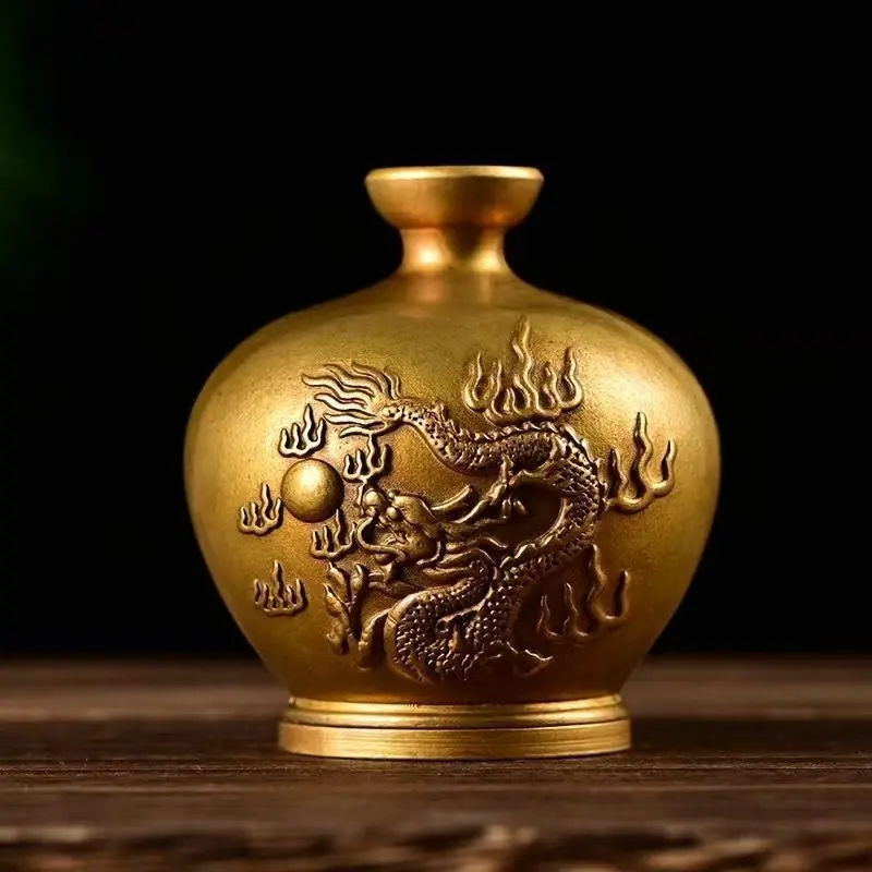 Antique Golden Dragon Fire-Avoiding Dragon Bottle Decoration Kitchen Fire-Burning Tianmen Fire Dragon Pot Decoration in Northwes