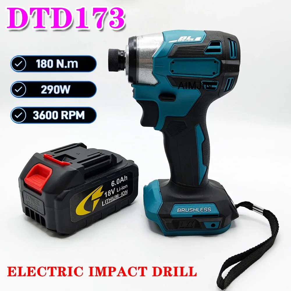 

Электродрель AIMJIN DTD173 для работы по дереву/болтам, T-режим, для Makita 18V, 1800 об/мин, бесщеточный ударный шуруповерт, 180 Нм
