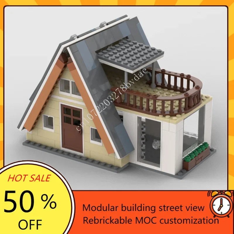 263PCS A-Frame House with Terrace Balcony Modular MOC Creative street view Model Custom Puzzle DIY Assembly Model Toys Gifts