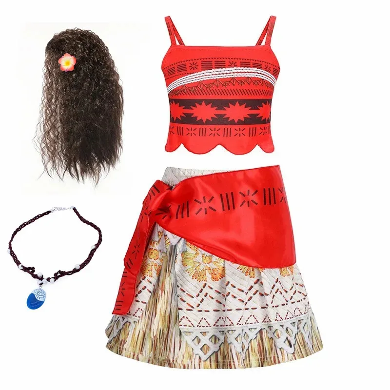 Ocean Adventure 2 Role Play Costume M-Two Pieces Dress up for Girls Polynesian Style Vaiana Halloween Princess Costume wig