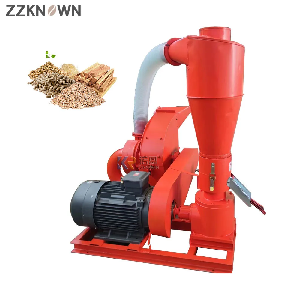 100-150kg/h Biomass Sawdust Wood Pellet Animal Feeds Pellets Machine  Hammer Mill Combined Pellet Pelletizer For Producing