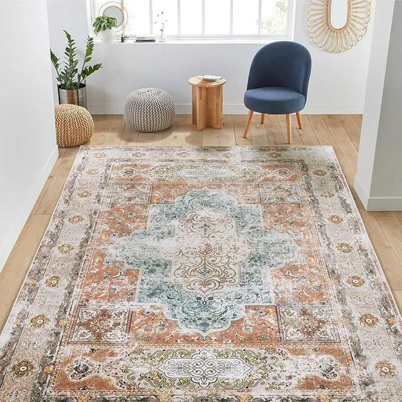 VIKAMA American Retro Carpet Living Room Sofa Mat Bedroom Bed End Carpet Homestay Hotel Home Decoration