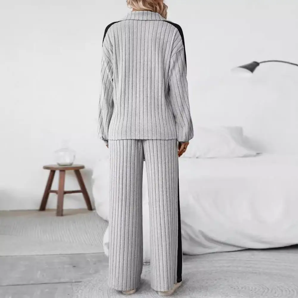 Women 2 Piece Set Outfits Long Sleeves Zip Sweatshirt Wide-leg Pant Sets Sweatsuits Casual Sports Holiday Suits Jogger Tracksuit