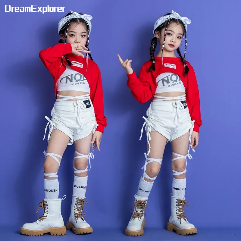 Girls Hip Hop Crop Top Hot Pants Cool Outfits Child Streetwear Sweatshirt Street Dance Shorts Kids Jazz Costumes Clothes Sets