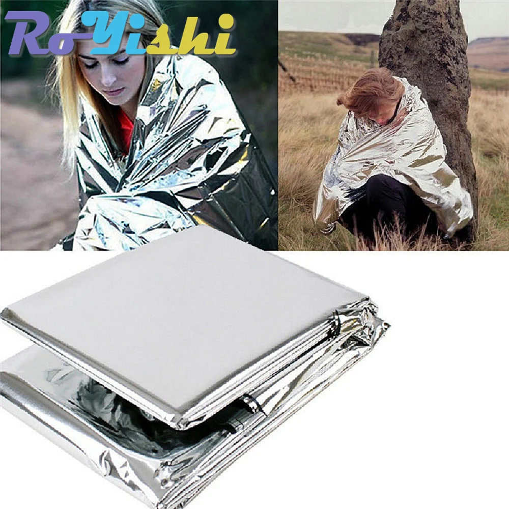 1Pcs Outdoor Emergency Sliver Survival Blanket Waterproof First Aid Rescue Curtain Foil Thermal Military Blanket 130X210cm