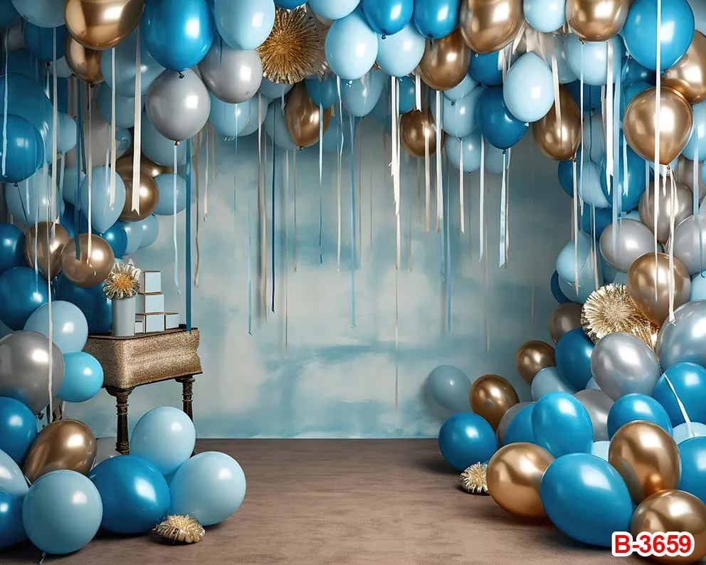 Синие детские фоны с воздушными шарами и футбольным мячом фотографический торт разбивать День Рождения Декор фотозон фоны Баннер Звезды реквизит для новорожденных