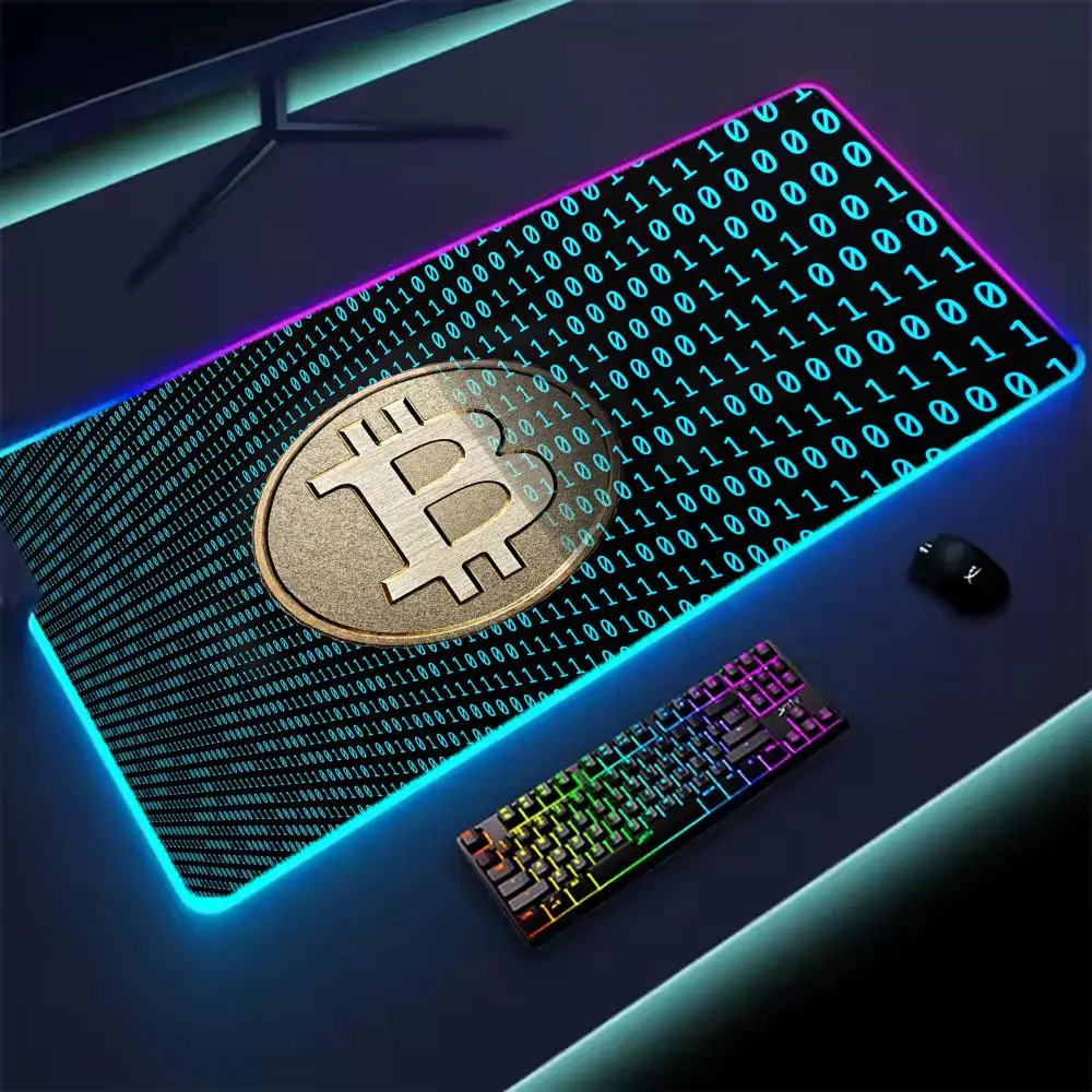 

Non-slip Rubber RGB Bitcoin Mouse Pad Large Carpet Backlit Table Mat Mousepad HD Gaming Laptops Accessories Computer Cabinet Mat