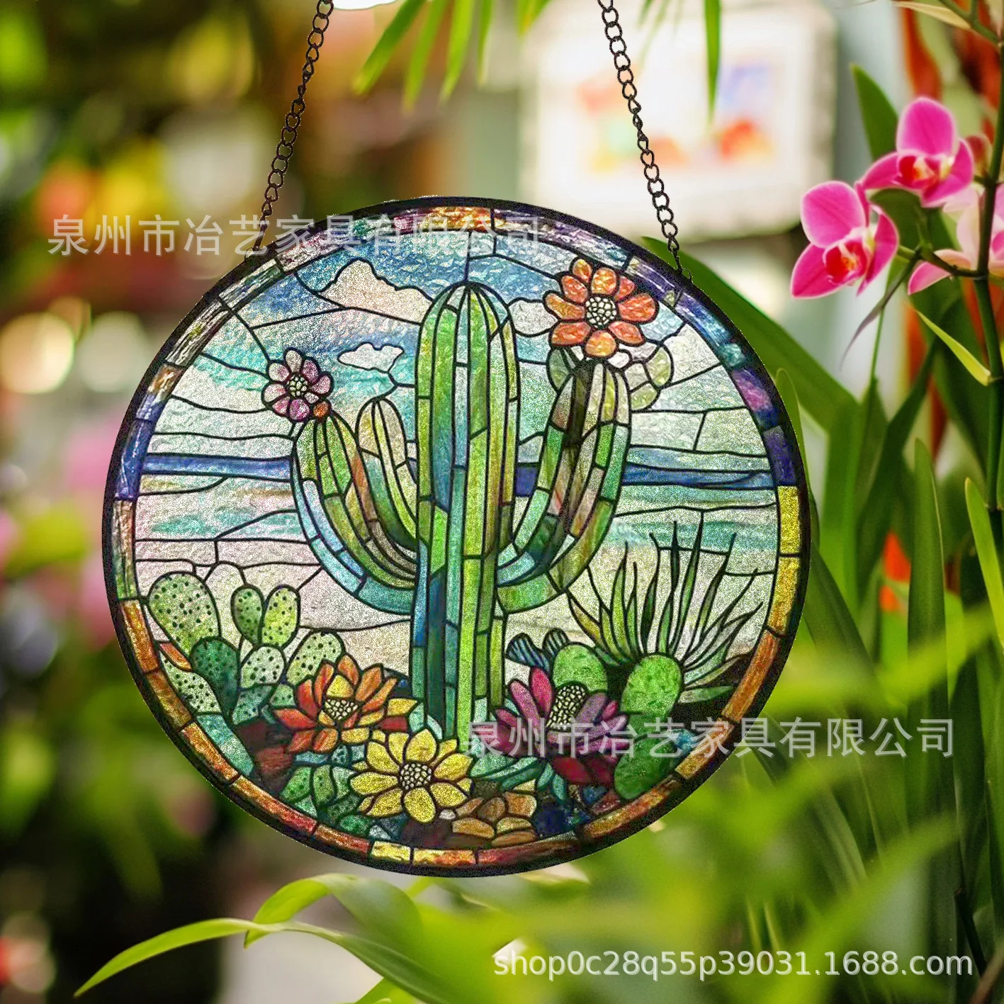 

Retro Nordic Bohemian Colorful Cactus Glass Hanging Home Decor Garden Ornament Nursery Decor Aesthetic Room Decor Design