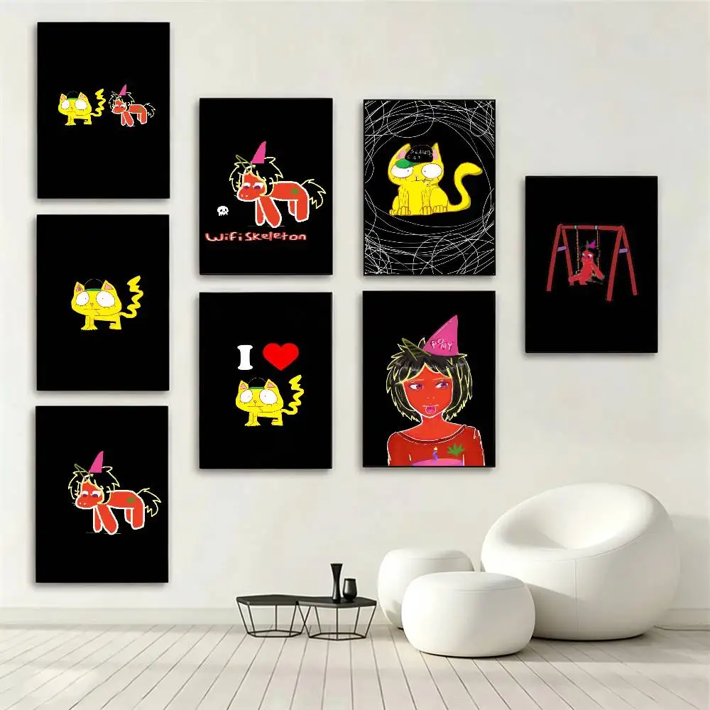 Wifiskeleton pony Poster High Quality Dorm Living Room Aesthetic Wall Decoration Painting Stickers Gift
