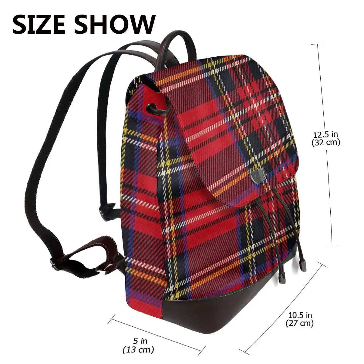 Traditional Royal Stewart Scottish Tartan Bookbag School Student Bags Hiking Travel Daypack for Women Fashion Derma Backpack